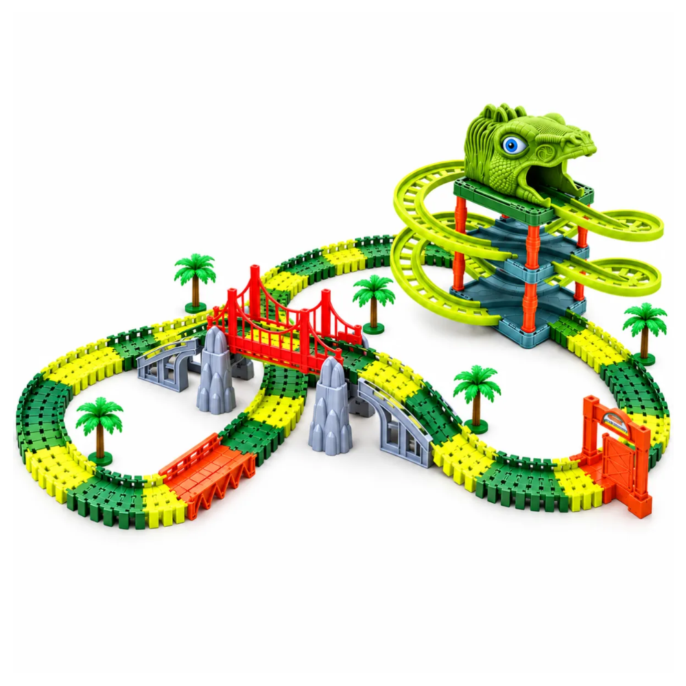 Pista De Carritos Flexible Armable 217 Piezas Dinosaur Race