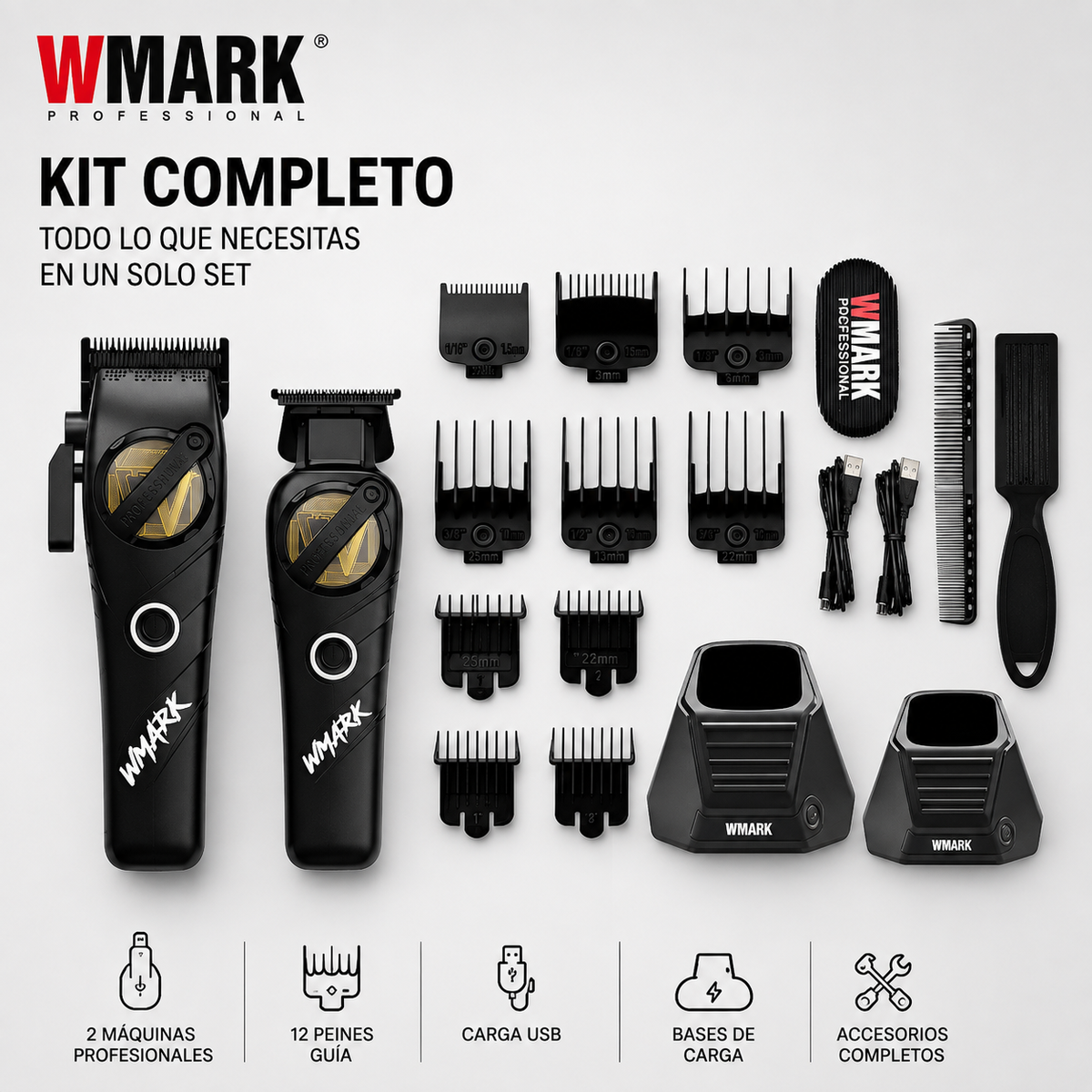 Kit Cortadora De Pelo + Trimmer Profesional WMARK NG-8613
