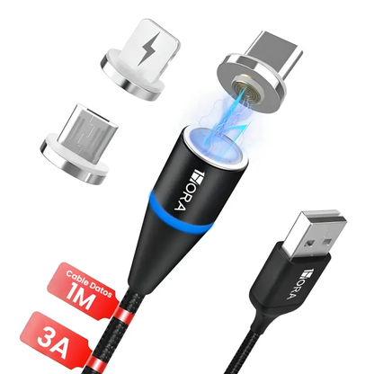Cable Usb 3 En 1 Salida Tipo C, V8 Y Lightning 1hora Cab253