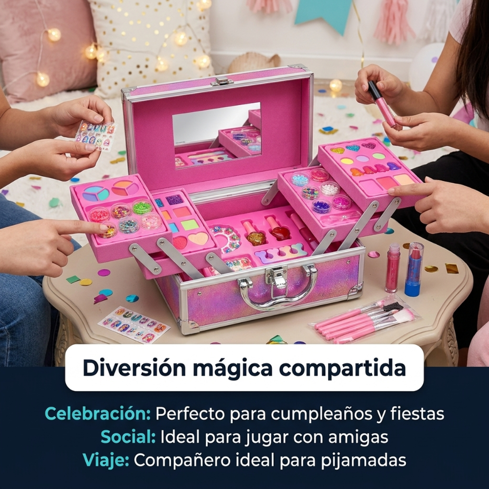 Set De Maquillaje Infantil Kit Belleza Con Maletín 63 Piezas