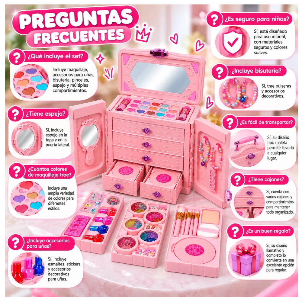 Kit Belleza Infantil Estuche Cosmetiquera Juguete Niñas 66pc