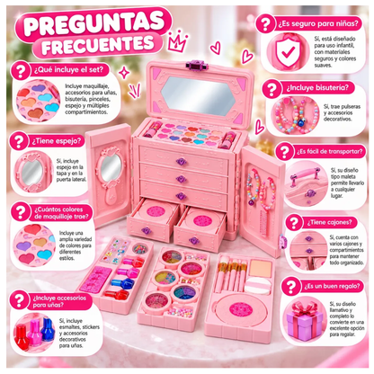Kit Belleza Infantil Estuche Cosmetiquera Juguete Niñas 66pc