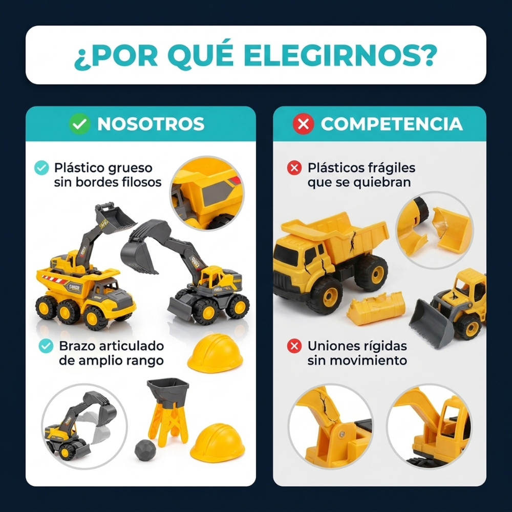 Set x6 Carritos De Construcción Infantil Juguetes Didácticos