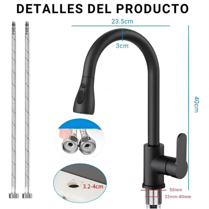 Grifo Lavaplatos Extraíble Cocina Frío Caliente Acero Inox