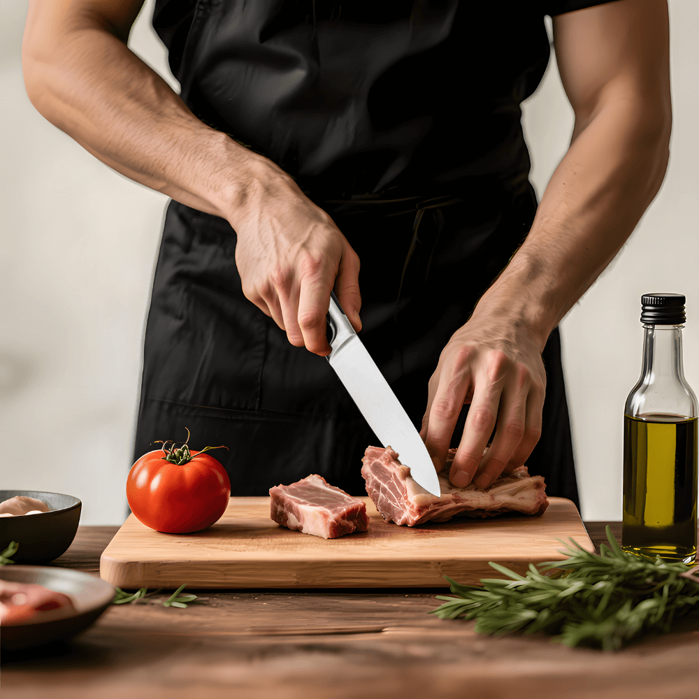 Juego De Cuchillos 6 Piezas Acero Inoxidable Base Madera