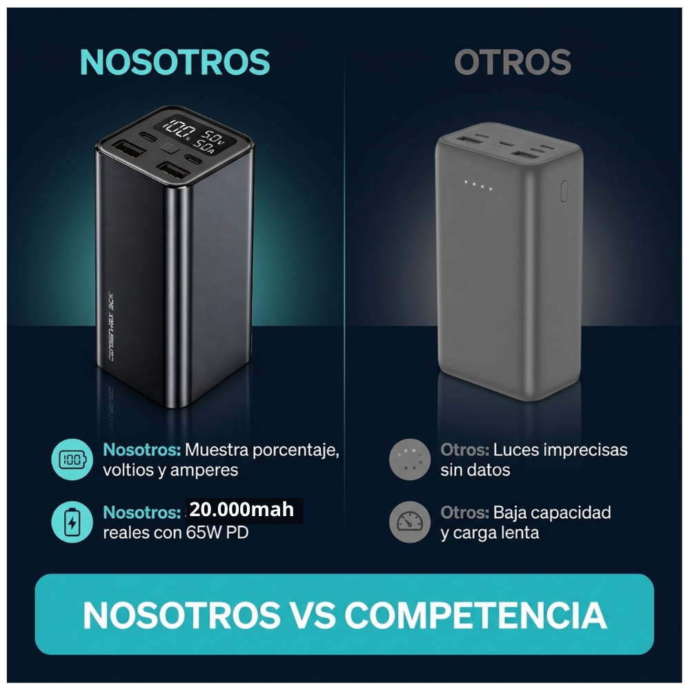 Power Bank Batería Externa 20.000mah 65w Carga Ultra Rápida