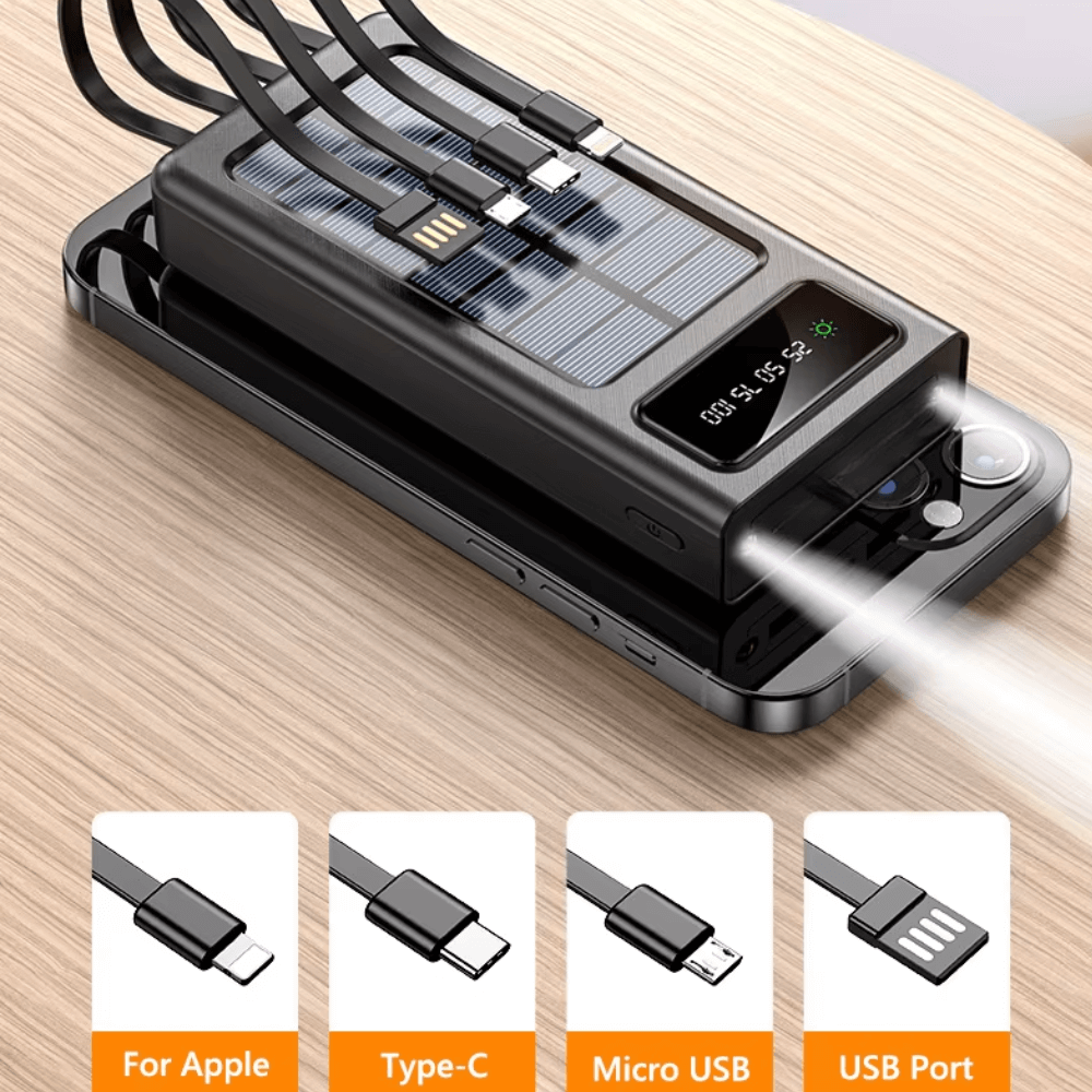 Power Bank Batería Solar Portátil Panel 20000mah Linterna Cm