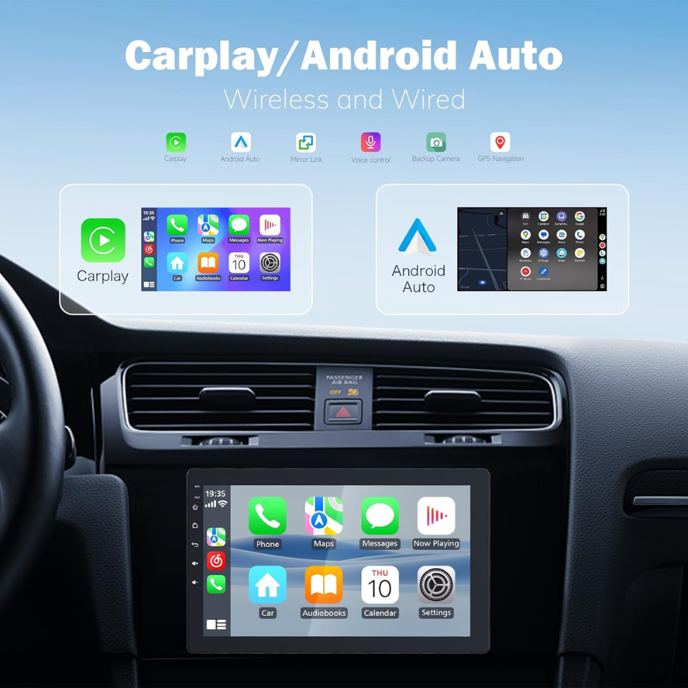 Pantalla Android 10inch Carplay Auto Cámara Gps Bt Táctil