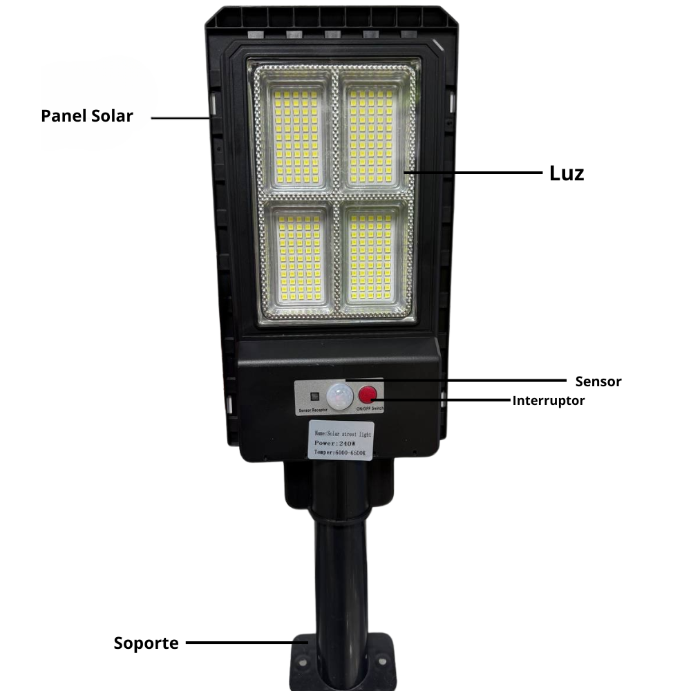 Lampara Solar Exteriores 240w Sensor De Movimiento 220 Led