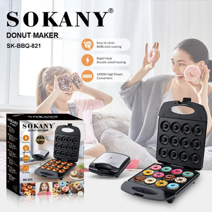 Maquina Mini Donas Eléctrica Antiadherente X12 Sokany Sk-821