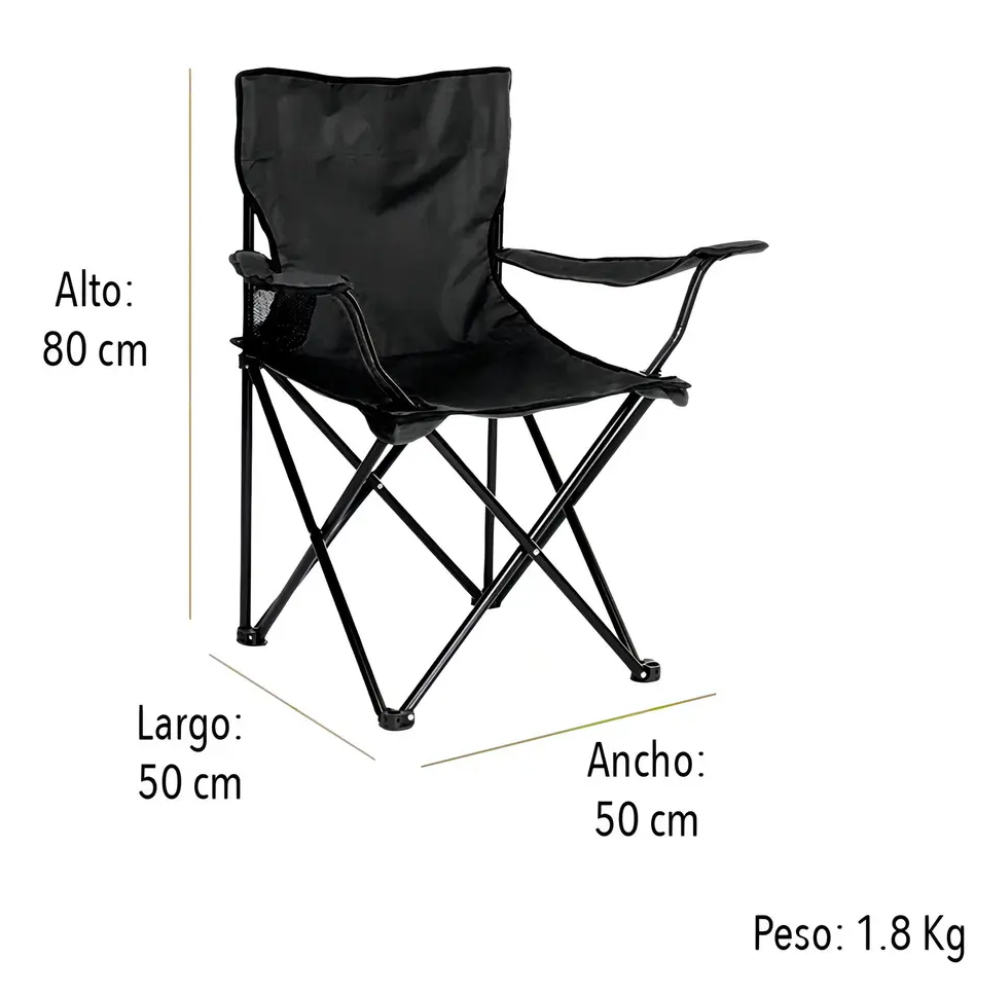Silla Plegable De Camping Con Portavasos Para Exterioriores