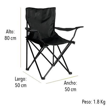 Silla Plegable De Camping Con Portavasos Para Exterioriores