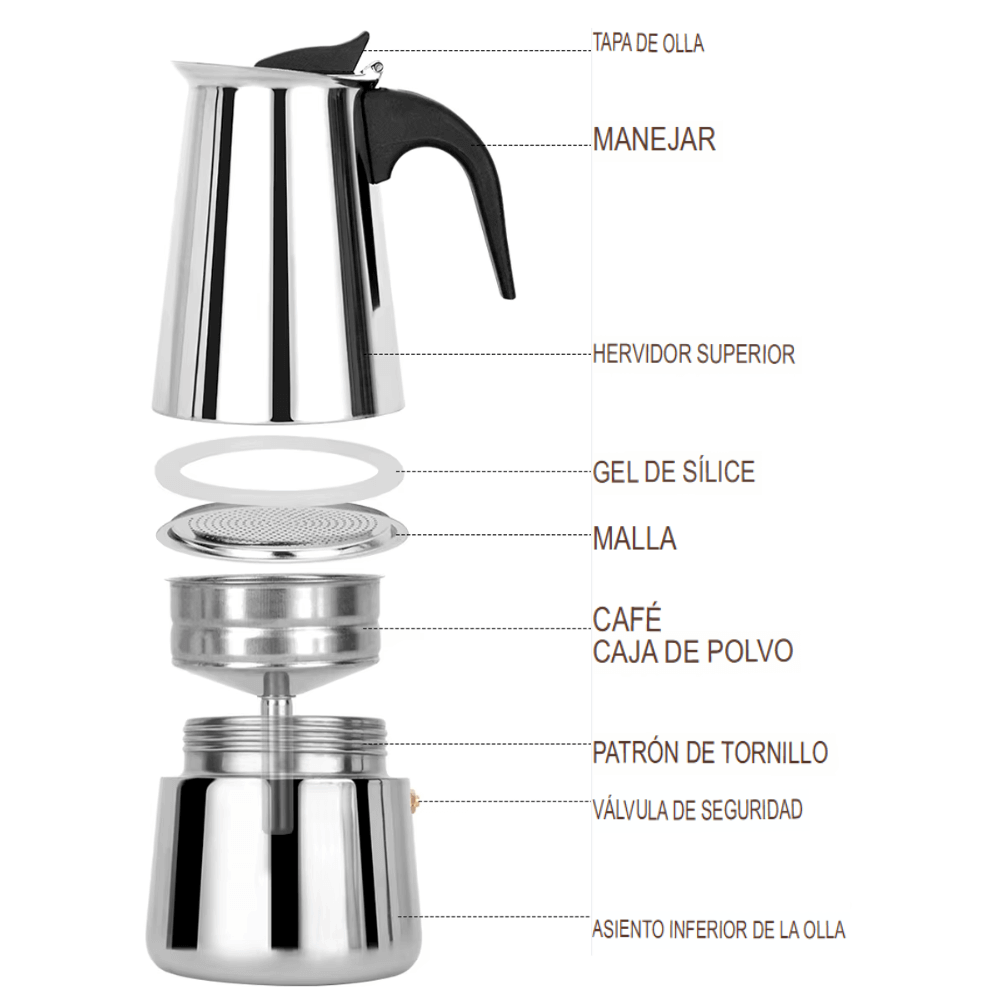 Cafetera Prensa Italiana Café Espresso Acero Quirurgico 6tz