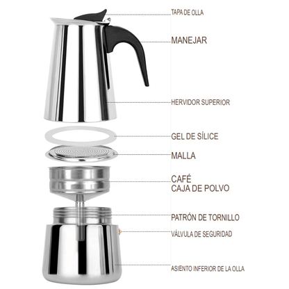 Cafetera Prensa Italiana Café Espresso Acero Quirurgico 6tz