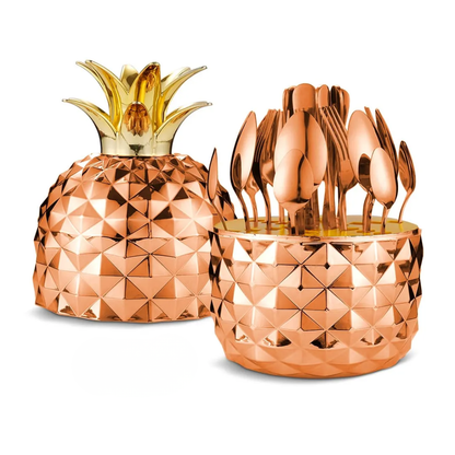 Juego De Cubiertos Acero Inoxidable 6puestos 24pcs Base Piña