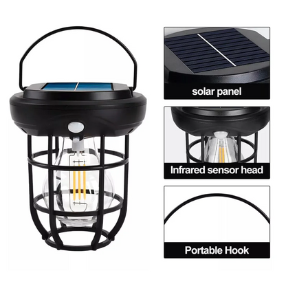 Lampara Vintage Solar Led Exterior Sensor Movimiento Cl-t66