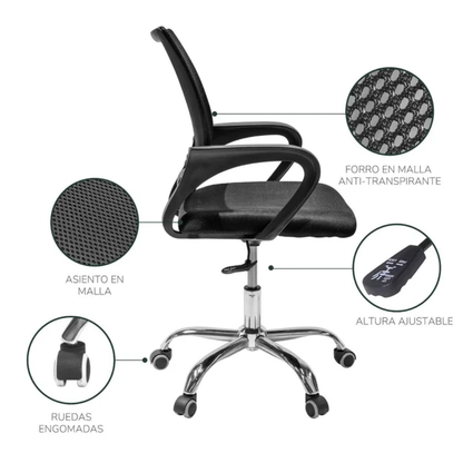 Silla Ejecutiva Oficina Escritorio Giratoria Base Cromomada