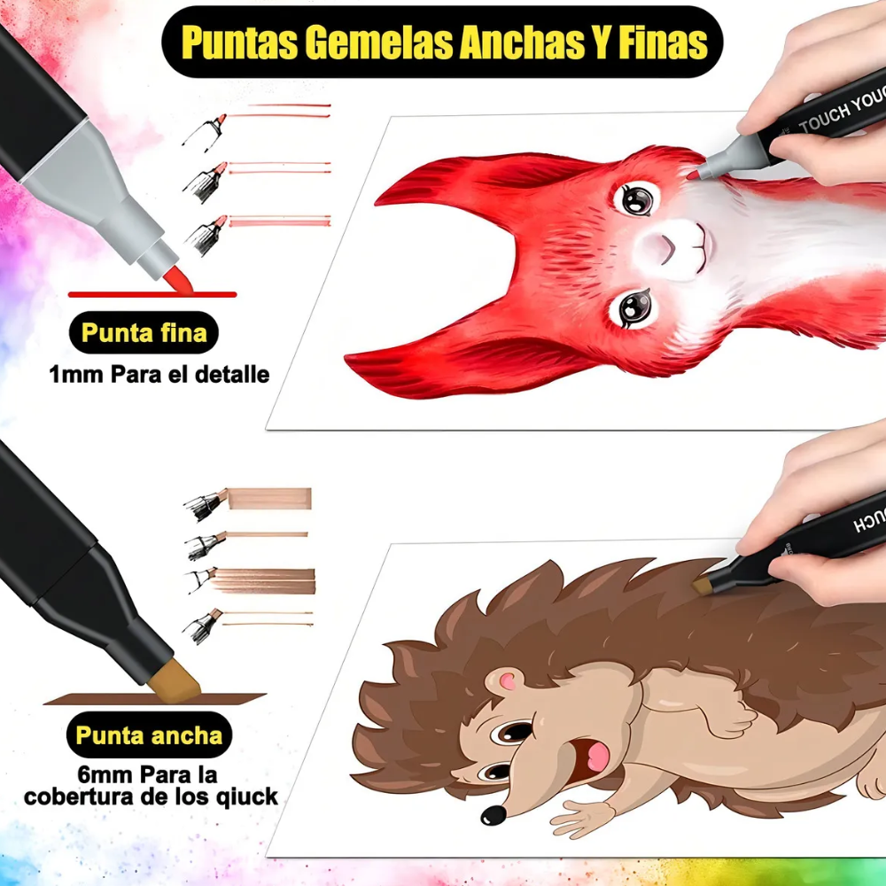 Set Profesional Marcadores Plumones Doble Punta 120 Piezas