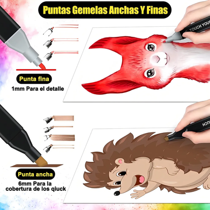 Set Profesional Marcadores Plumones Doble Punta 120 Piezas