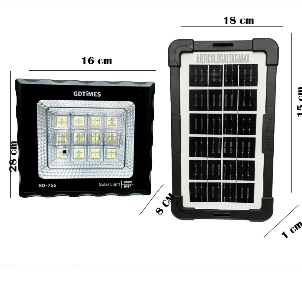 Reflector Lampara Led Panel Solar Exterior 100w Recargable