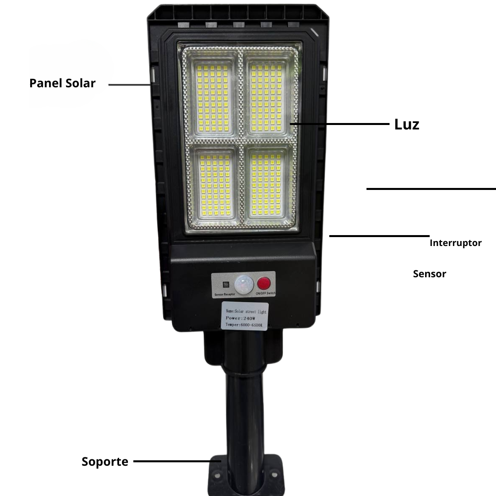 Lampara Solar Exteriores 240w Sensor De Movimiento 220 Led