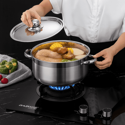 Bateria De Ollas Acero Inoxidable Tapas En Vidrio 10 Piezas