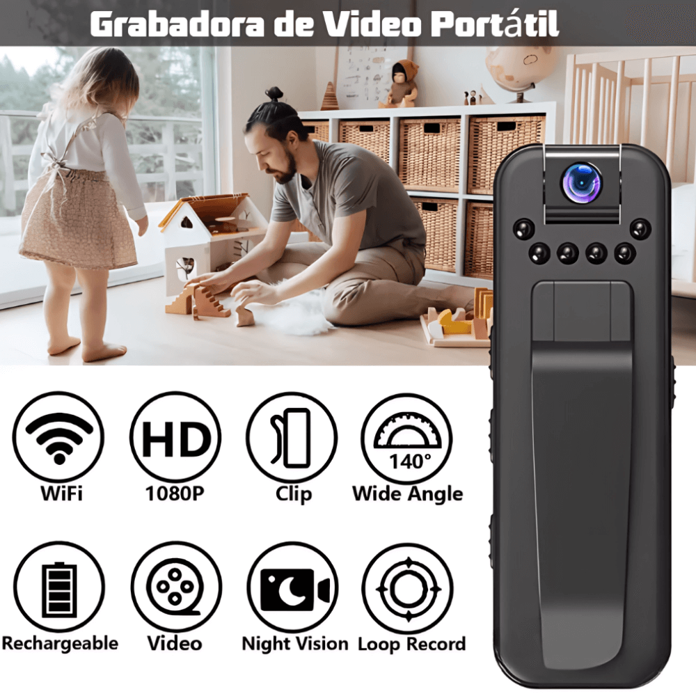 Cámara Corporal Wifi 1080p Full Hd Body Cam Giratoria 180 L7
