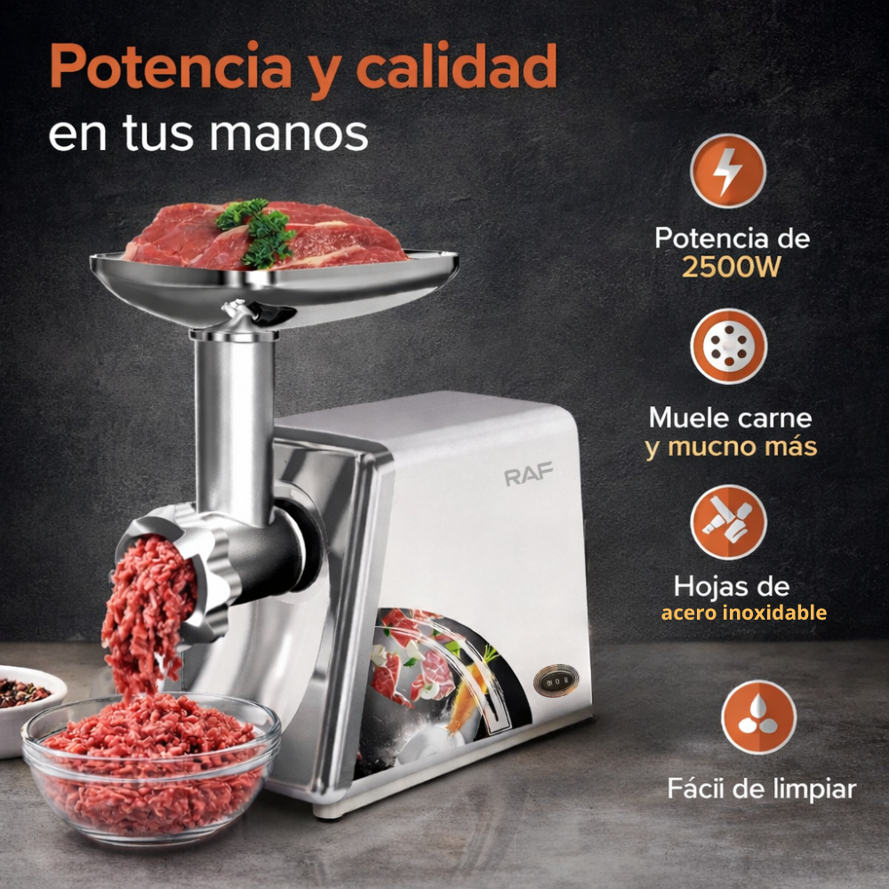Molino Electrico RAF Procesador Picador De Carnes 2500w