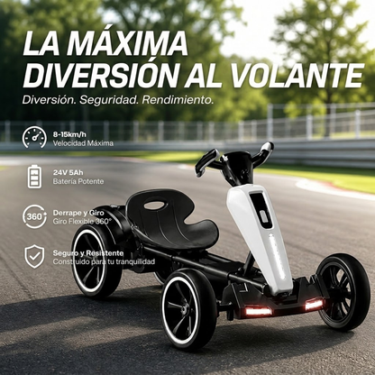 Carrito Go Kart Eléctrico Plegable Niños 4-8 Años 8km/h 30kg
