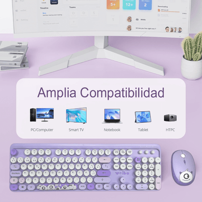 Combo Teclado y Mouse Inalámbricos USB 2.4G 105 Teclas Weibo