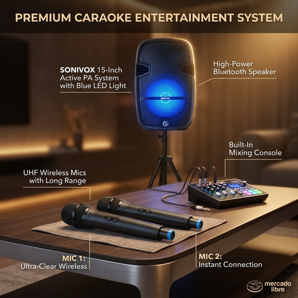 Cabina De Sonido Profesional 15in Recargable Sonivox VS-SS1987