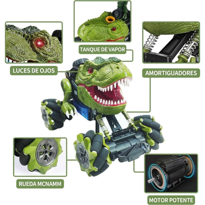 Carro A Cotrol Remoto 4X4 Acrobatico Dinosaurio Luces LED