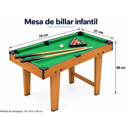 Mini Mesa De Billar Pool Juego Familiar 70x68cm + Accesorios
