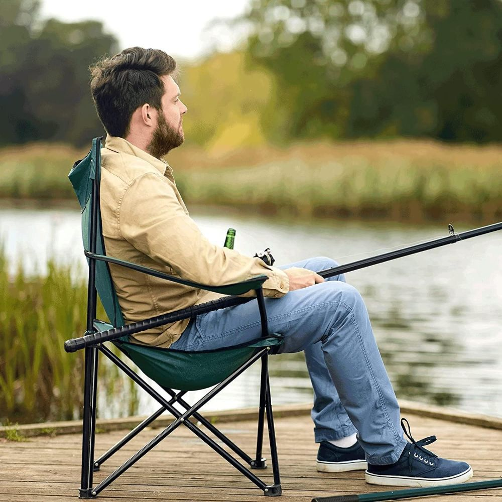Silla Plegable De Camping Con Portavasos Para Exterioriores