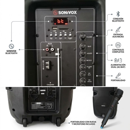 Cabina De Sonido Profesional 15in Recargable Sonivox VS-SS1987