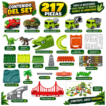 Pista De Carritos Flexible Armable 217 Piezas Dinosaur Race
