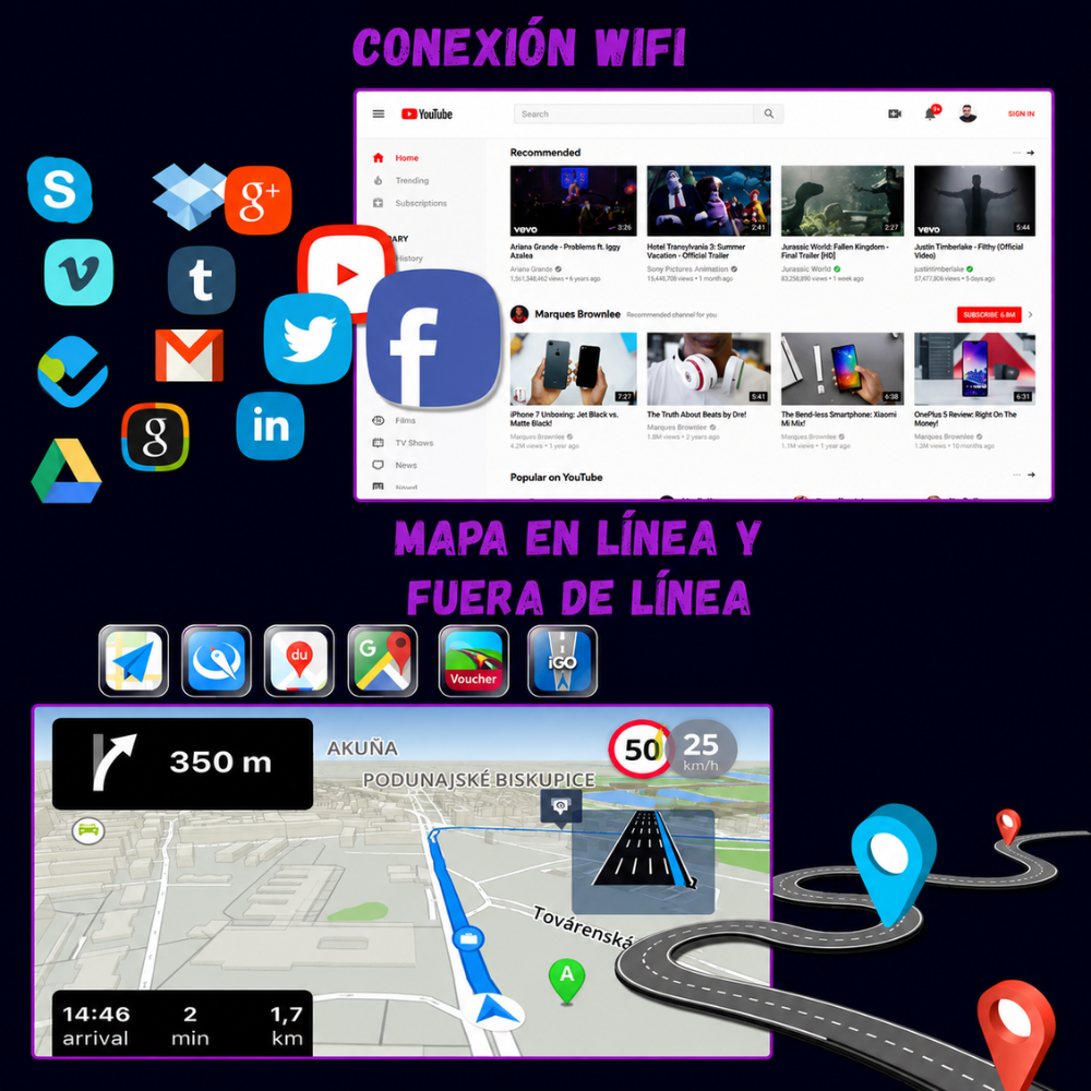 Pantalla Android 10inch Carplay Auto Cámara Gps Bt Táctil