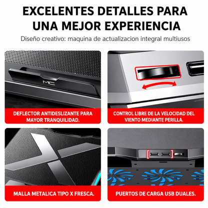 Base Refrigerante Laptop 6 Ventiladores Luz Led 2 Usb Q3