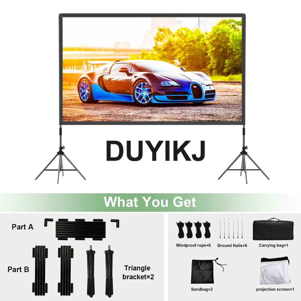Telón Pantalla De Proyector Duyikj 100inch Blanco + Soportes