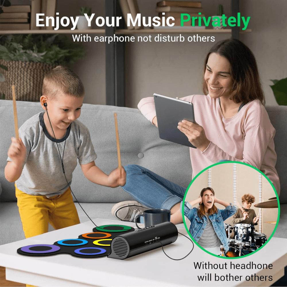 Batería Electrónica Tambor Portátil Recargable Flexible G896