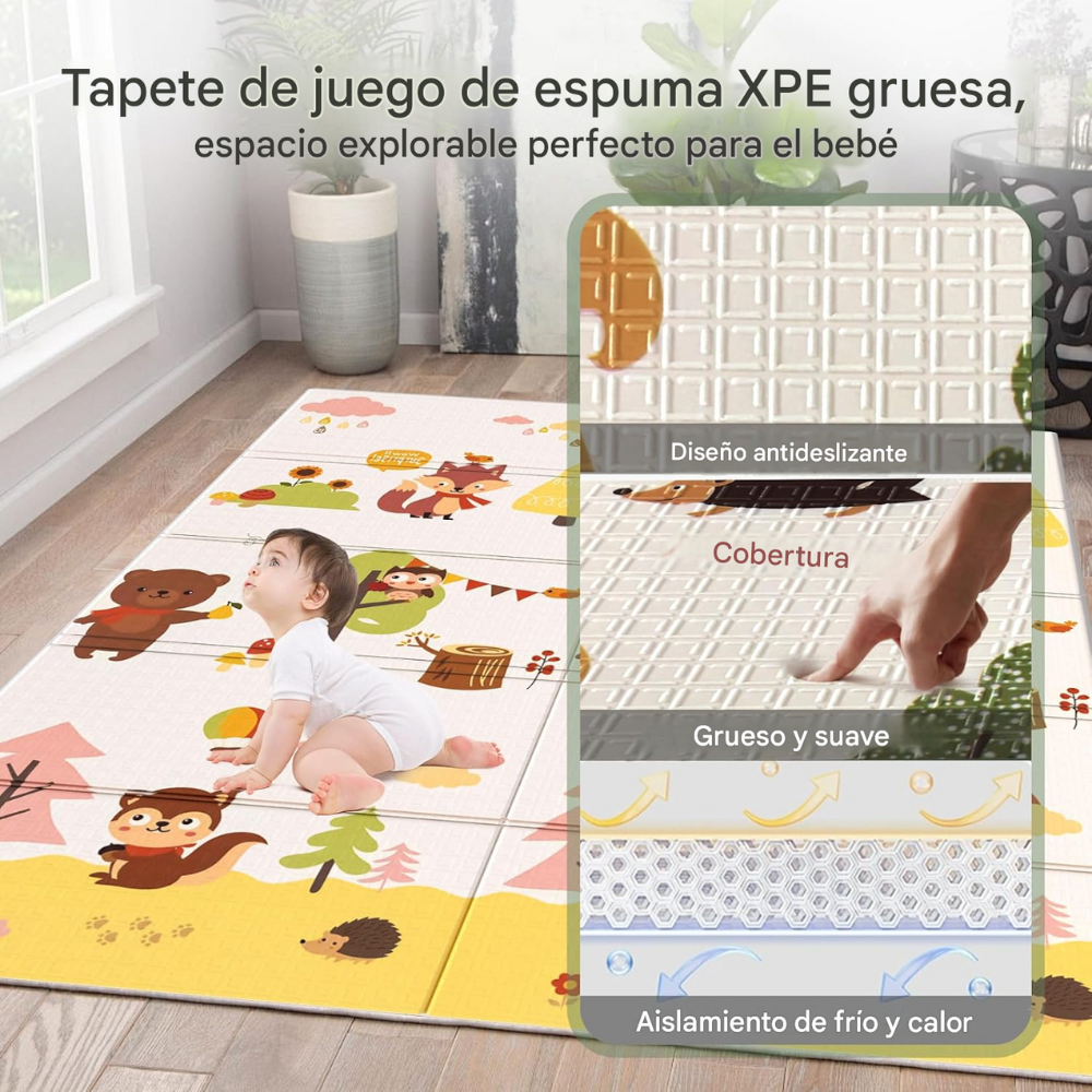 Tapete Para Bebes Plegable Colchoneta Suave Doble 200x180cm