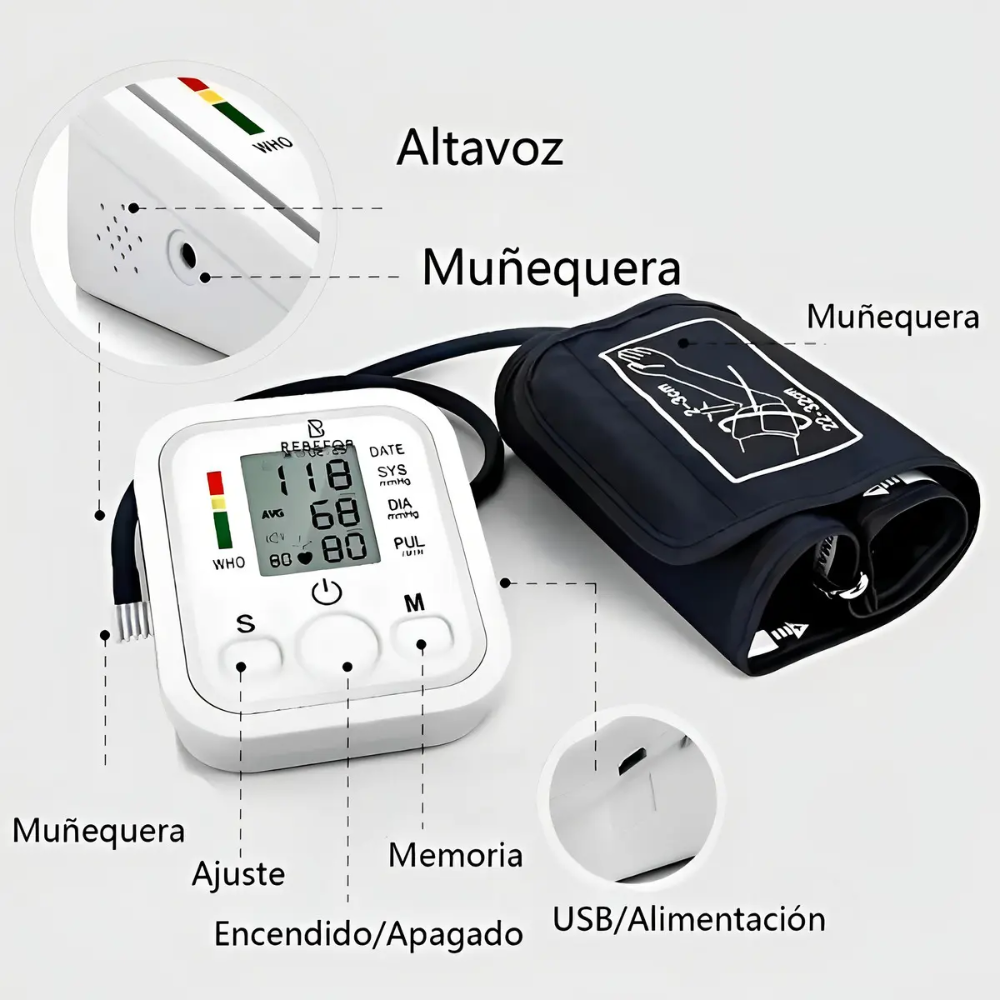 Tensiómetro Digital De Brazo Profesional Presión Arterial con Voz
