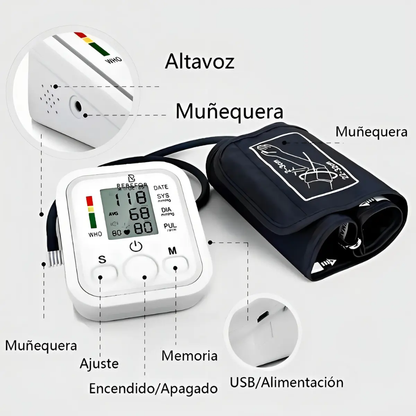 Tensiómetro Digital De Brazo Profesional Presión Arterial con Voz