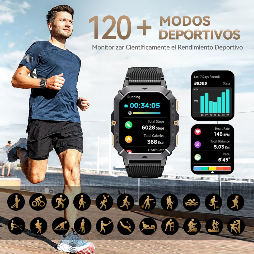 Cubot C28 Smartwatch Reloj Hombre Sumergible Pantalla 2.0 Hd