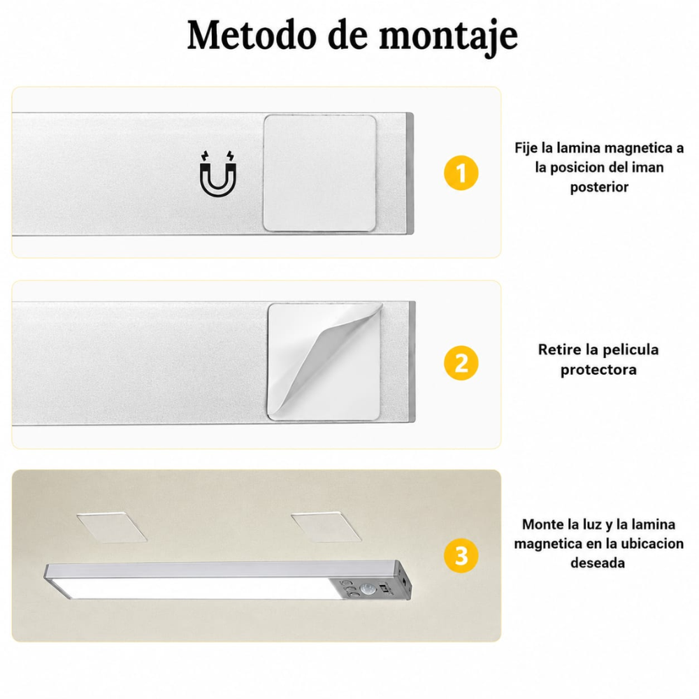 Luz Led Inteligente Magnética Recargable Sensor 3 Niveles