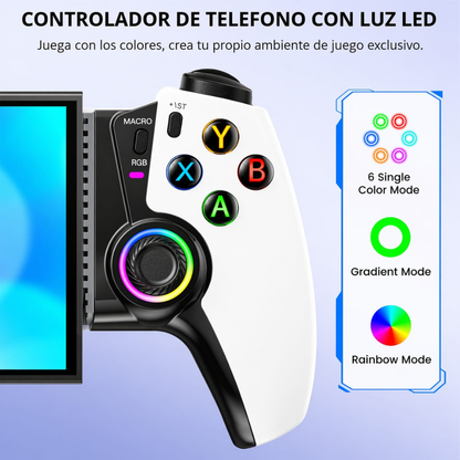 Control Gamer Bluetooth Rgb Portátil Android Ios Pc Gamepad
