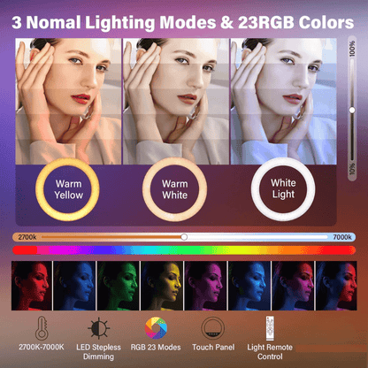 Aro De Luz Led Táctil 56cm Rgb Para Móvil, Cámaras Trípode