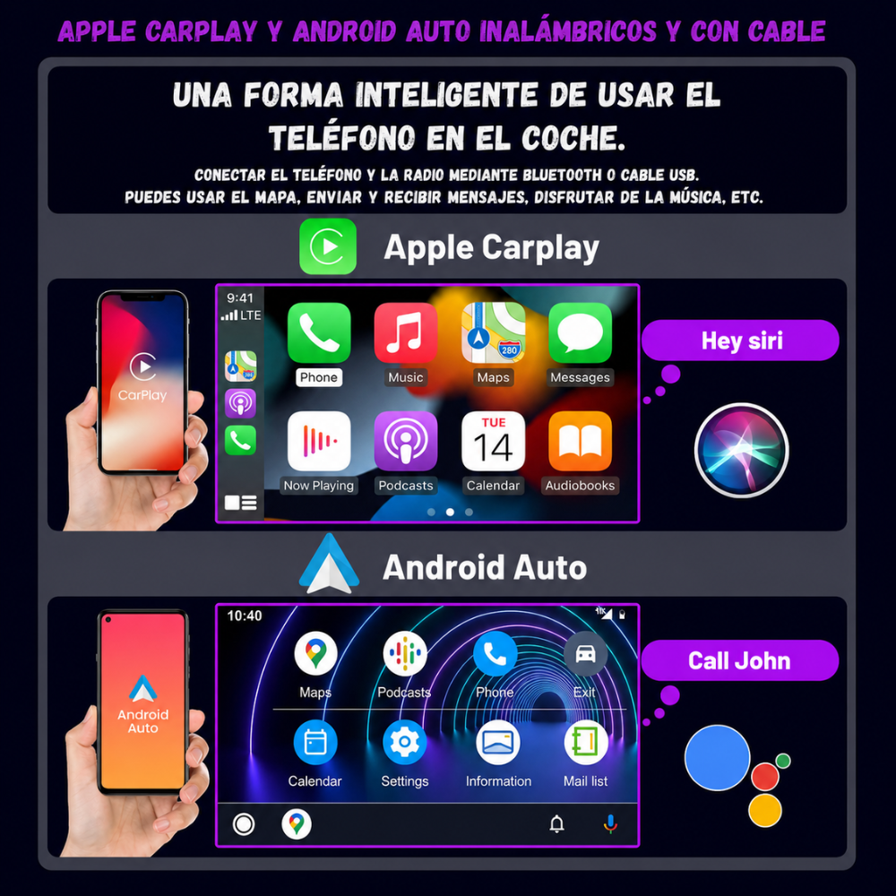 Pantalla Android 10inch Carplay Auto Cámara Gps Bt Táctil