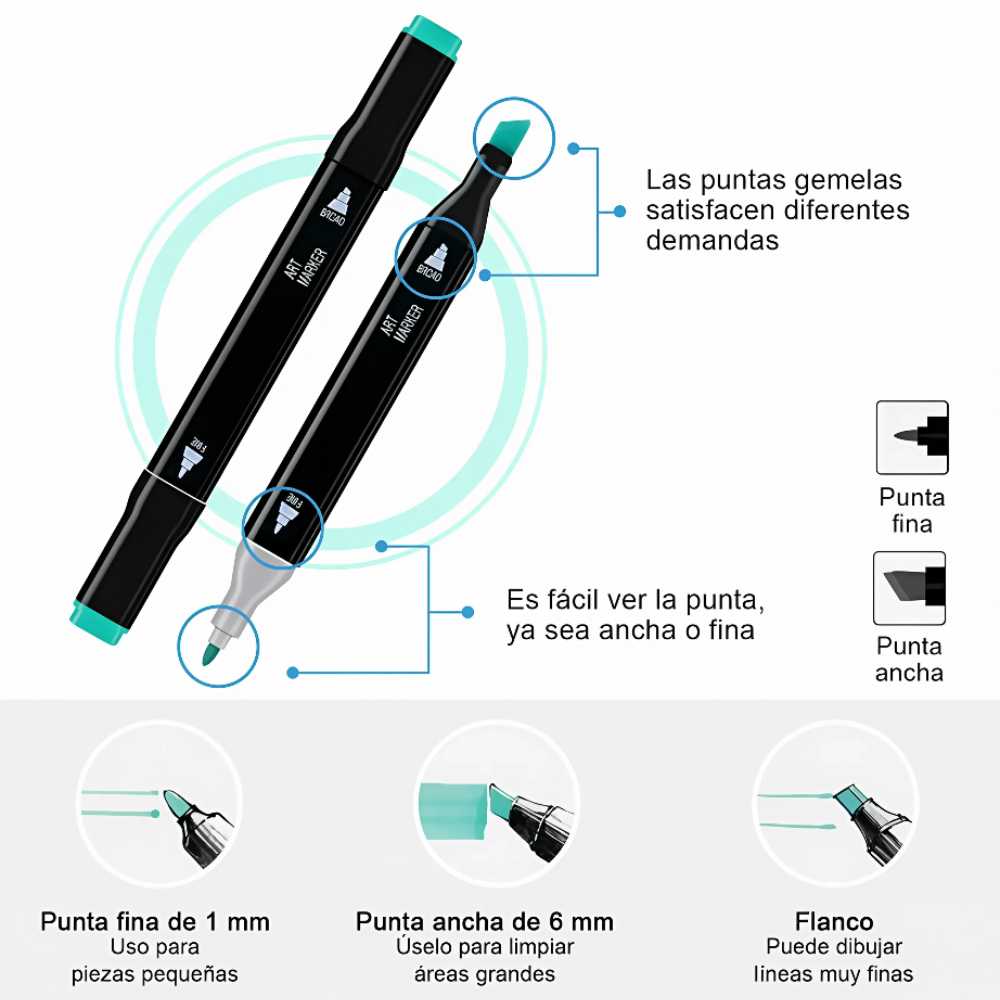 Set Profesional De Marcadores Plumones Doble Punta 36 Piezas