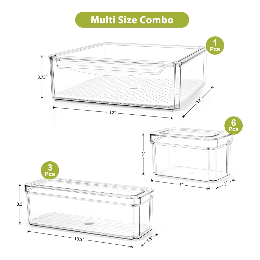 Organizador Nevera Cocina Juego De 10 Contenedores Con Tapa